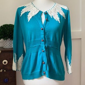 Anthropologie Sweater top, Embroidered, L